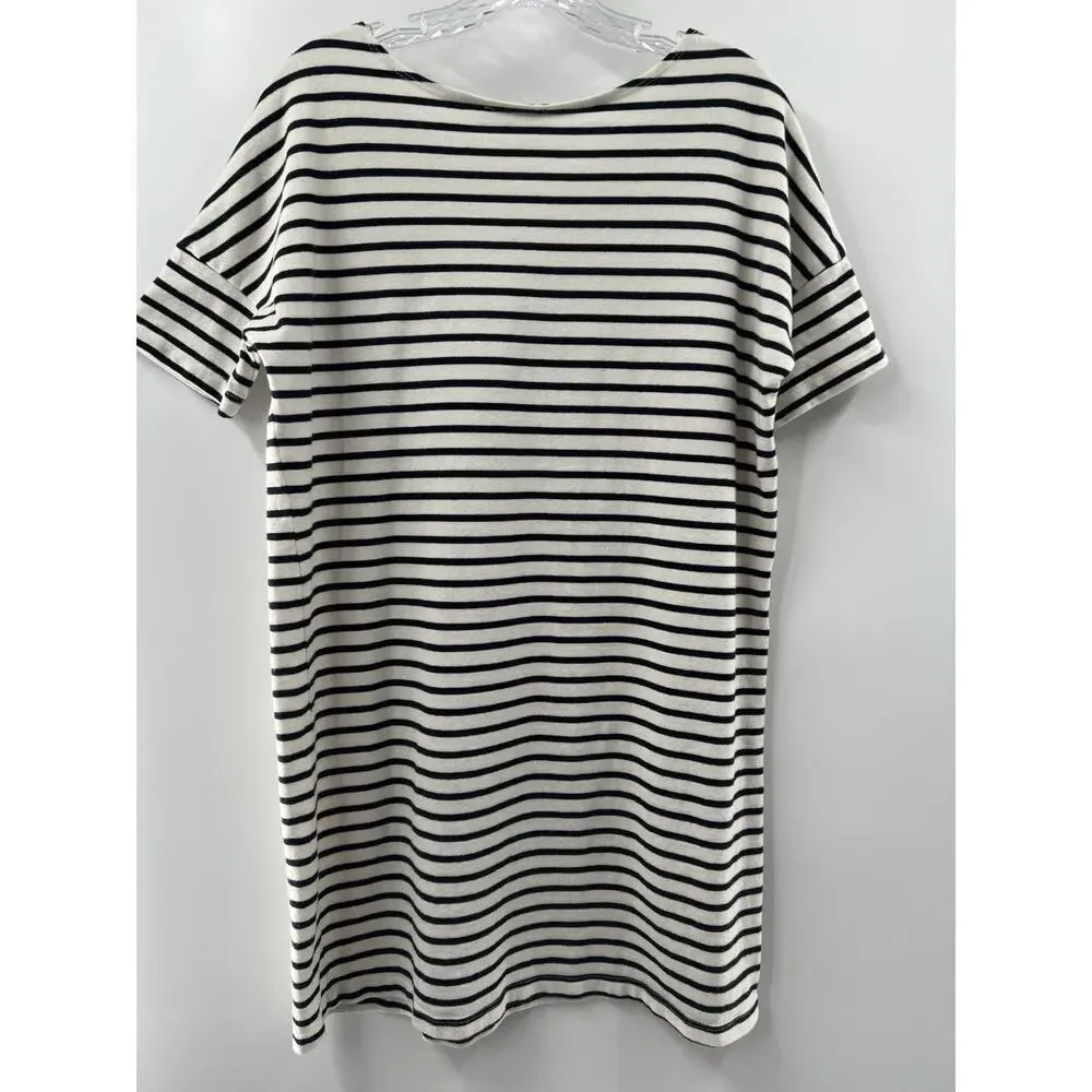 Hatch Women’s Short Sleeve T-shirt Dress Black & White Striped Size 1 Small - Picture 8 of 9